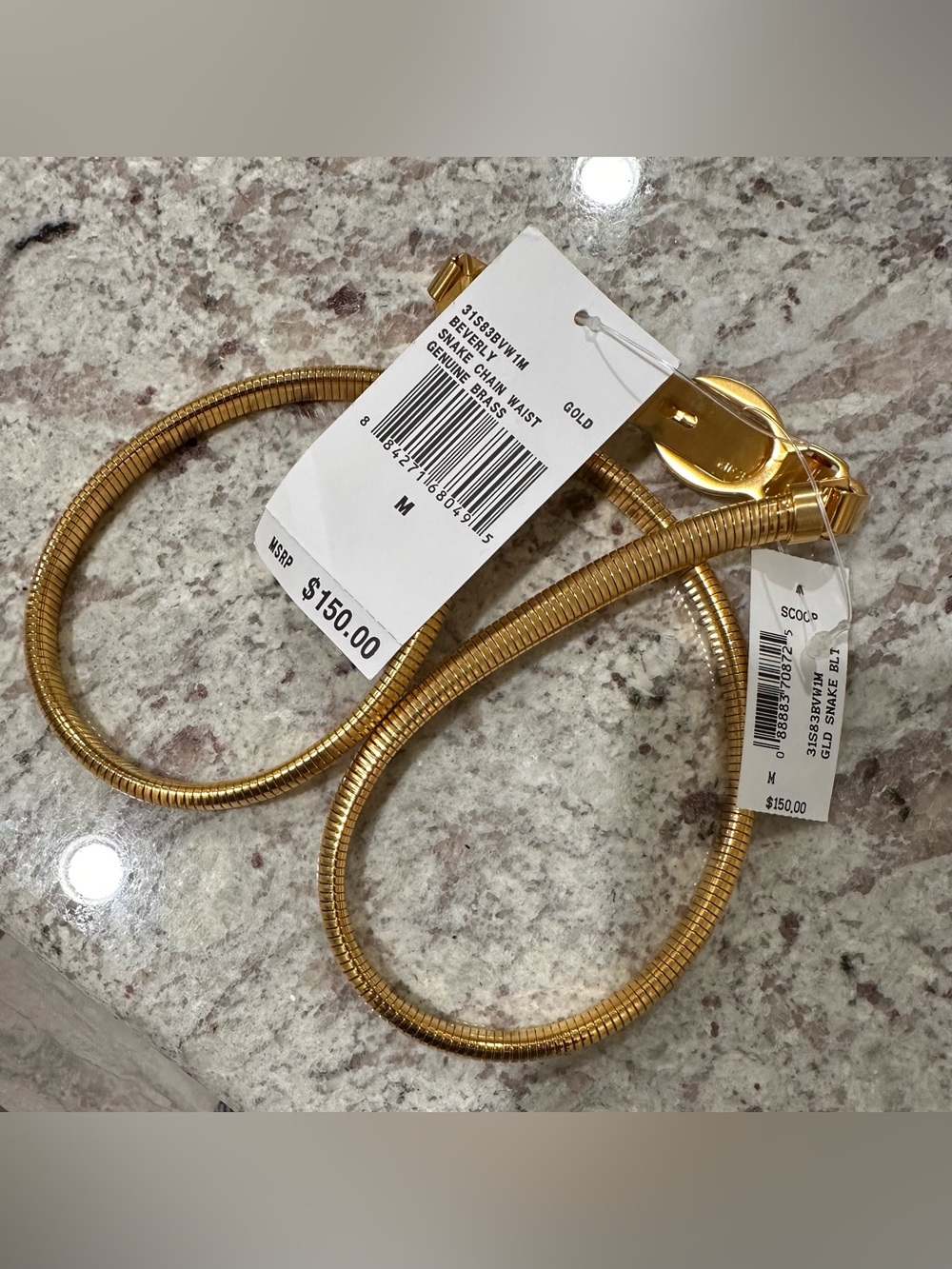 Brand New with Tags! 
Michael Kors
Gold-Tone Stretch Snake Chain Belt (M)
$150